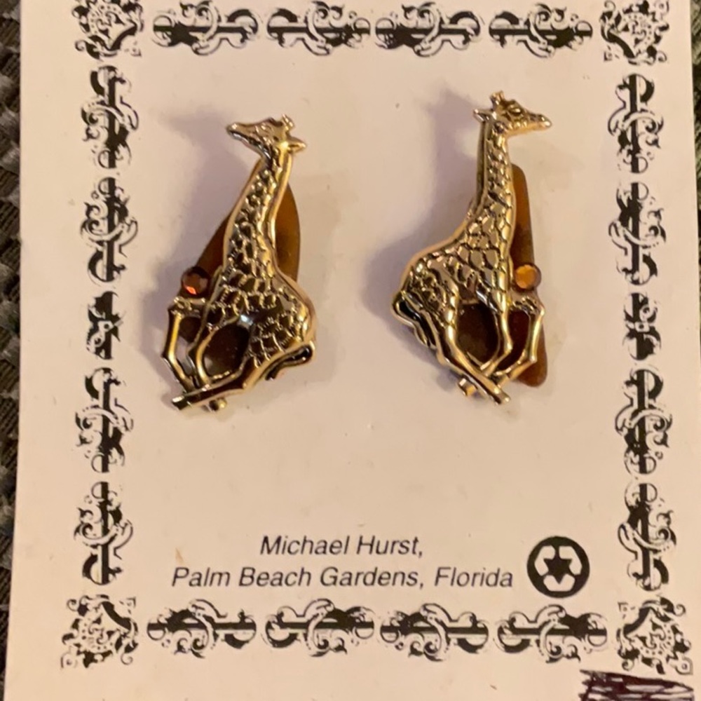 Giraffe pierced earrings made from sea glass. Brand new!!!